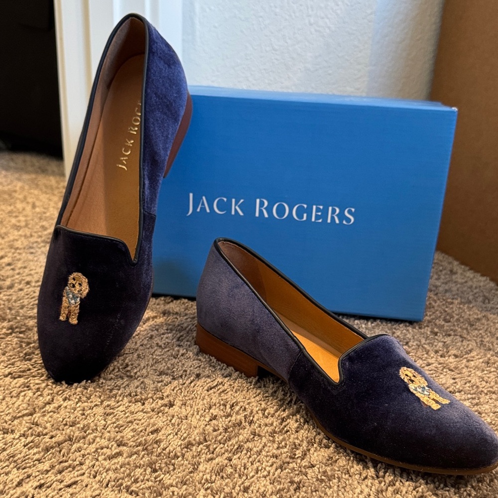 Jack Rogers Velvet Loafers with Goldendoodle Design